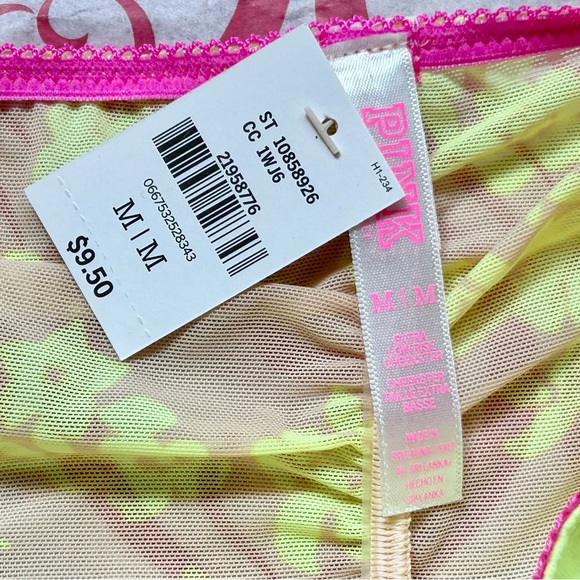 ‼️SOLD‼️NWT VS PINK Cotton & Mesh Neon Pink bow underwear panty Hipster Medium - Picture 4 of 4